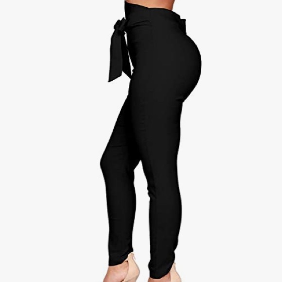 High waisted pants with tie - Picture 2 of 3